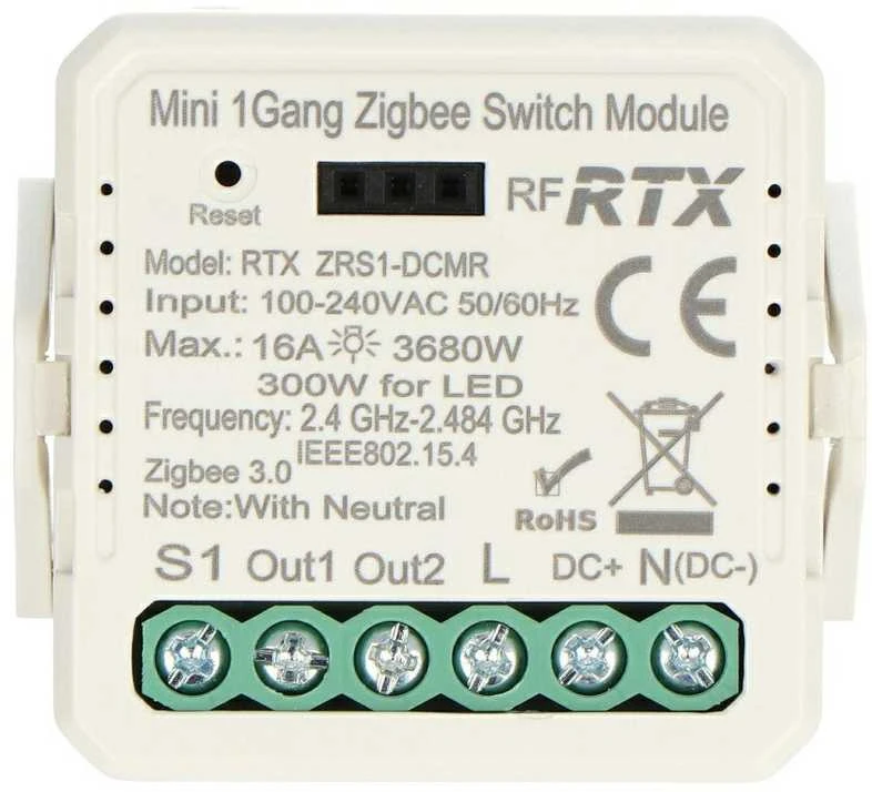 Tuya – be įtampos relė 12V/230V – ZigBee – Android/iOS programa – RTX ZRS1-DCMR