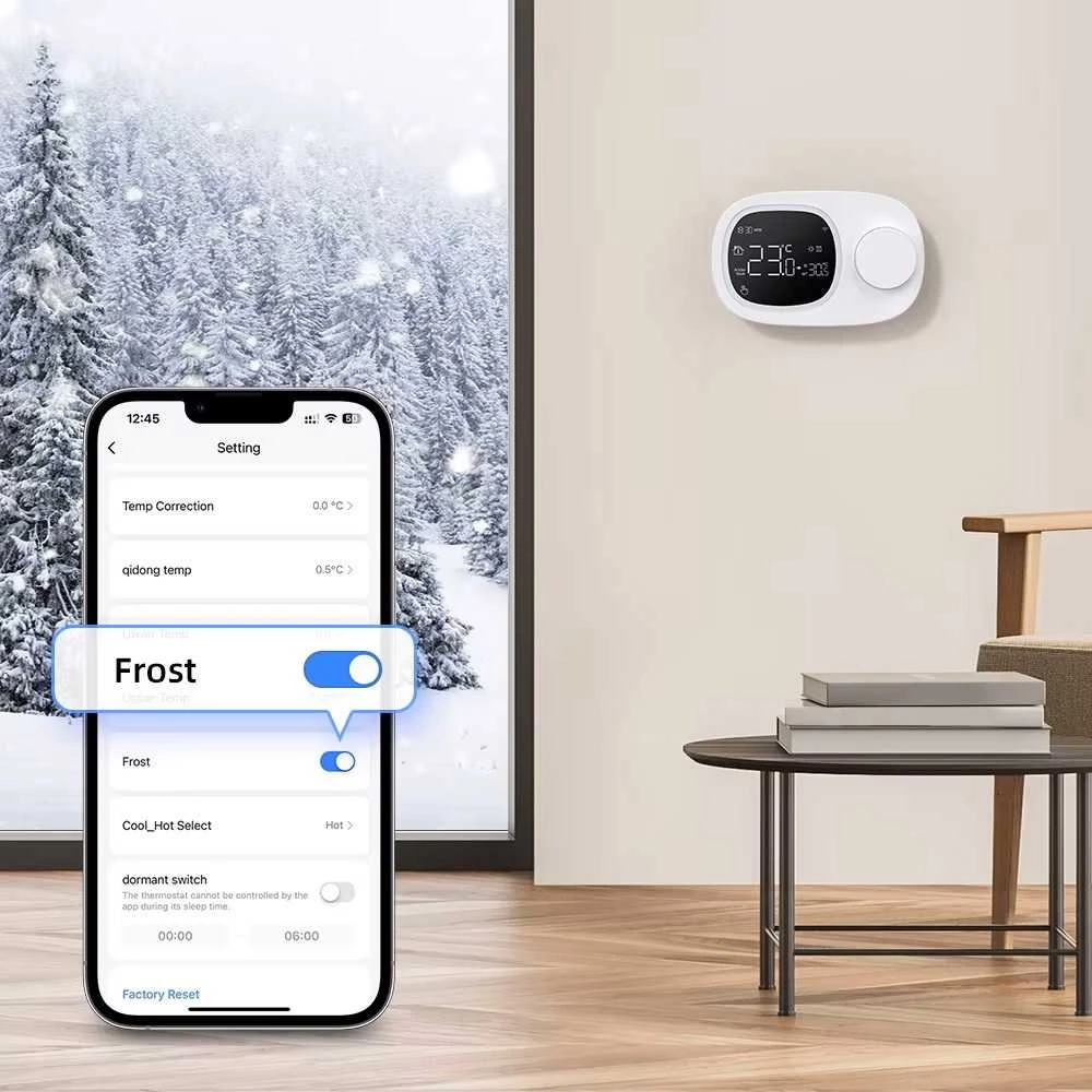 Tuya – belaidis RF/WiFi termostatas su padalintu valdikliu – TS209
