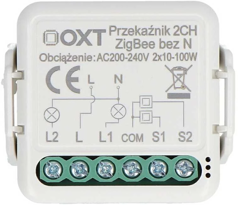 Tuya – dviejų kanalų mini relė be N – ZigBee – Android/iOS programa – OXT SWTZ32