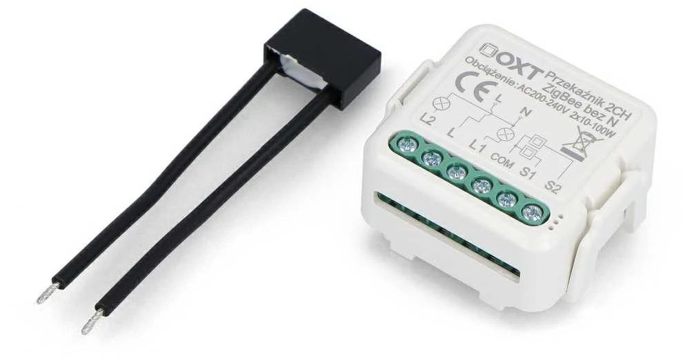 Tuya – dviejų kanalų mini relė be N – ZigBee – Android/iOS programa – OXT SWTZ32