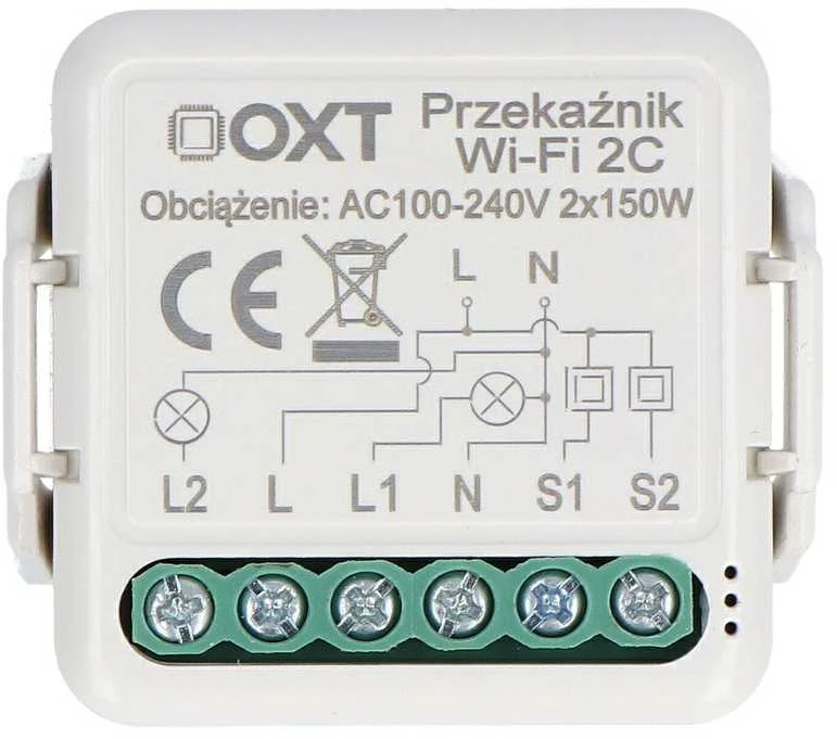 Tuya – dviejų kanalų mini relė – WiFi – Android/iOS programa – OXT T222