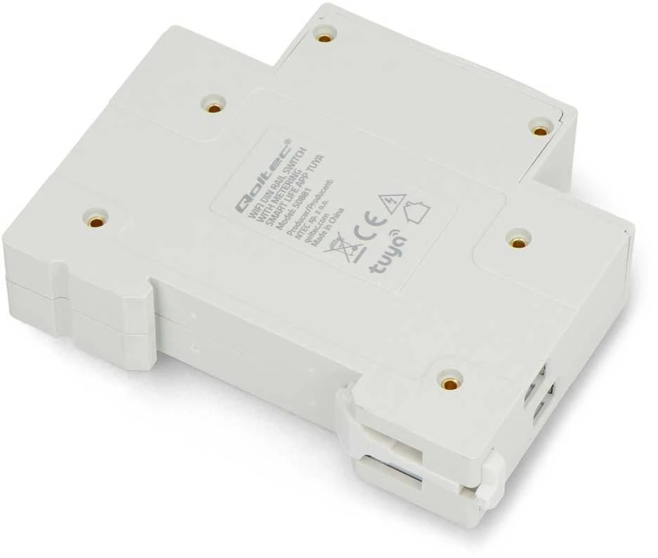 Qoltec 63A relė DIN bėgeliui su elektros skaitikliu | TUYA | Wifi | PROTINGAS GYVENIMAS