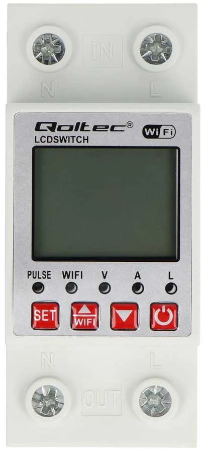„Qoltec 63A“ relė, skirta DIN bėgeliui, su elektros skaitikliu | Laikmatis | Tuja | Belaidis internetas | LED