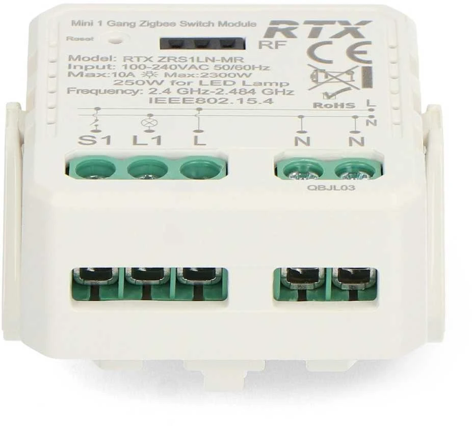 Tuya – vieno kanalo mini relė 10A – ZigBee – Android / iOS programėlė – RTX ZRS1LN-MR