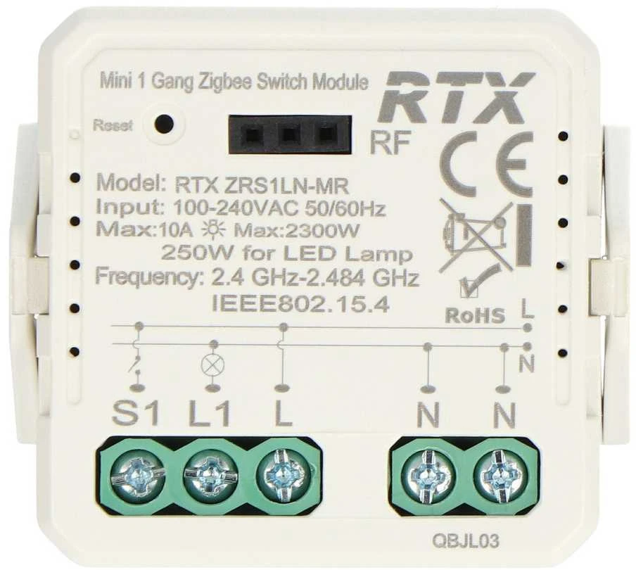 Tuya – vieno kanalo mini relė 10A – ZigBee – Android / iOS programėlė – RTX ZRS1LN-MR