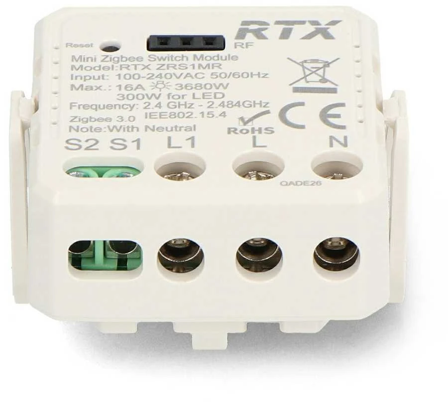 Tuya – vieno kanalo mini relė 16A – ZigBee – Android/iOS programa – RTX ZRS1M