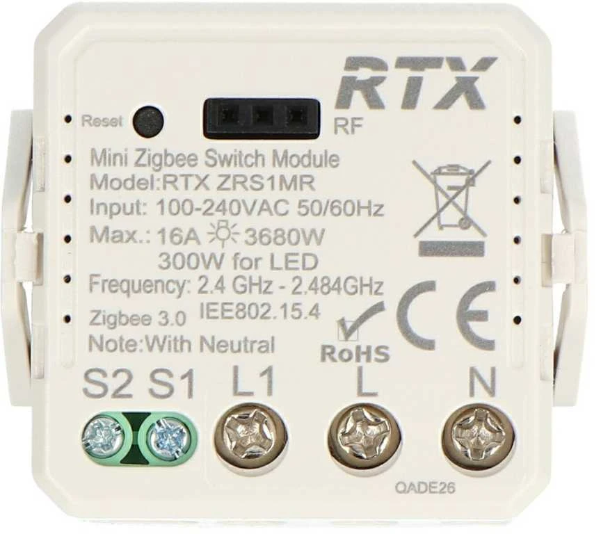 Tuya – vieno kanalo mini relė 16A – ZigBee – Android/iOS programa – RTX ZRS1M