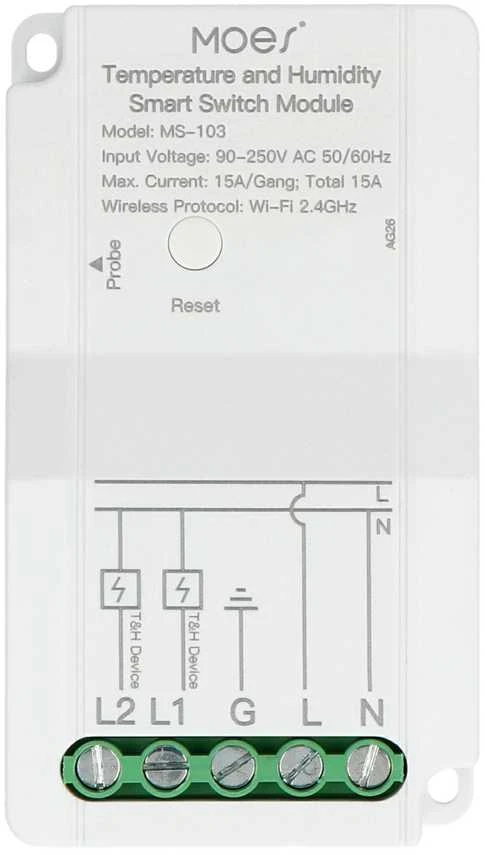 Tuya - WiFi jutiklis su zondu ir temperatūros jutikliu - Moes MS-103-WP