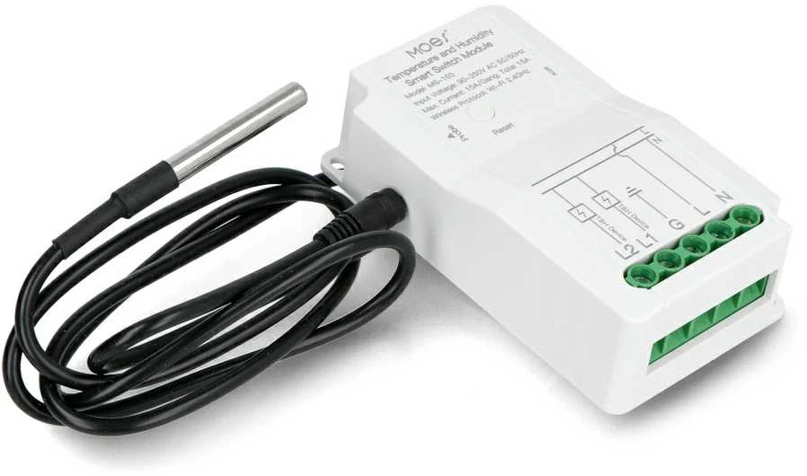 Tuya - WiFi jutiklis su zondu ir temperatūros jutikliu - Moes MS-103-WP