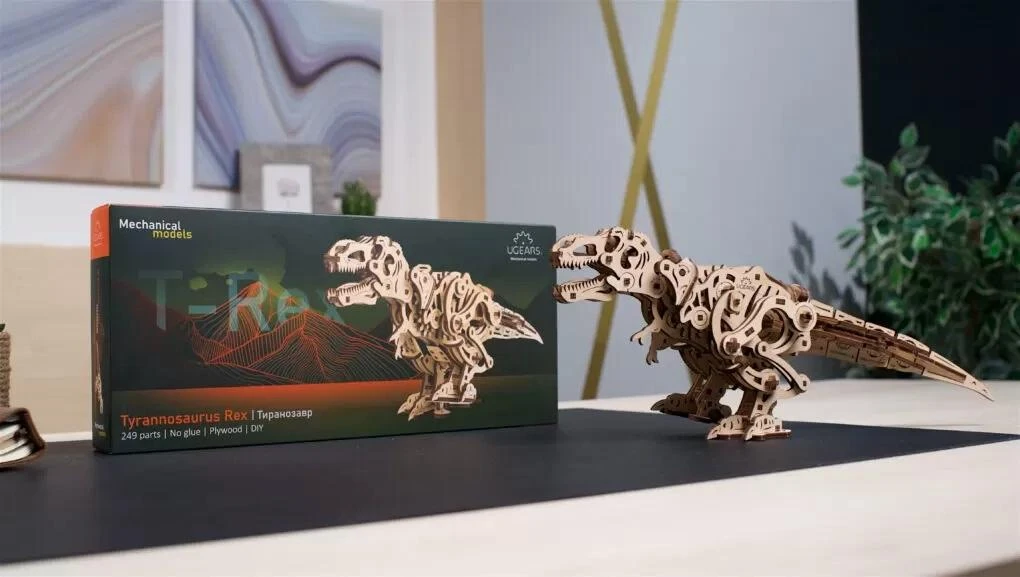 Tyrannosaurus Rex - mechaninis surinkimo modelis - fanera - 249 elementai - Ugearsmodels