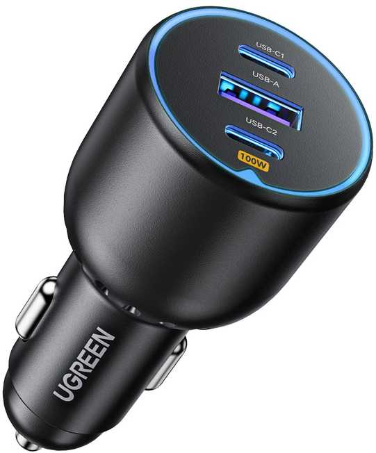 Atomobilnis įkroviklis UGREEN CD293, 2XUSB-C PD+ USB-A 130W juodos spalvos