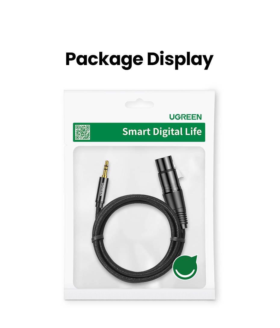 UGREEN AV182 XLR moteriškas - 3.5 vyrų lizdas - 2 m (juodas)