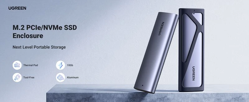 Ugreen 10902 saugojimo diskų korpusas SSD korpusas Pilka M.2