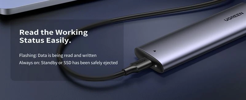 Ugreen 10902 saugojimo diskų korpusas SSD korpusas Pilka M.2