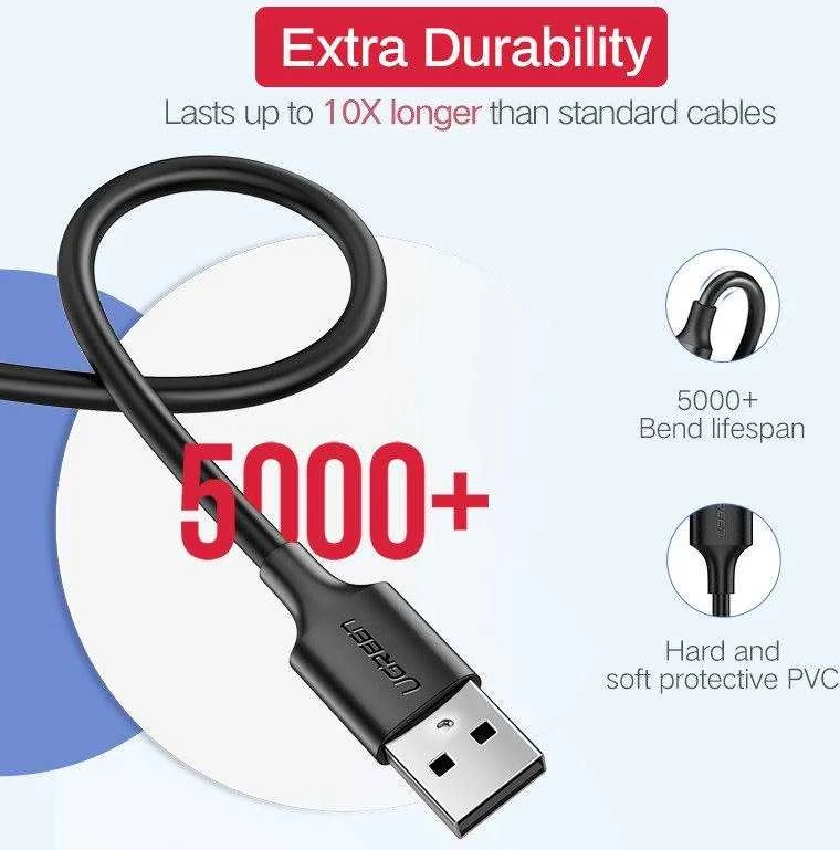 Kabelis Ugreen US289 USB į Micro USB, 2.4 A, 1m