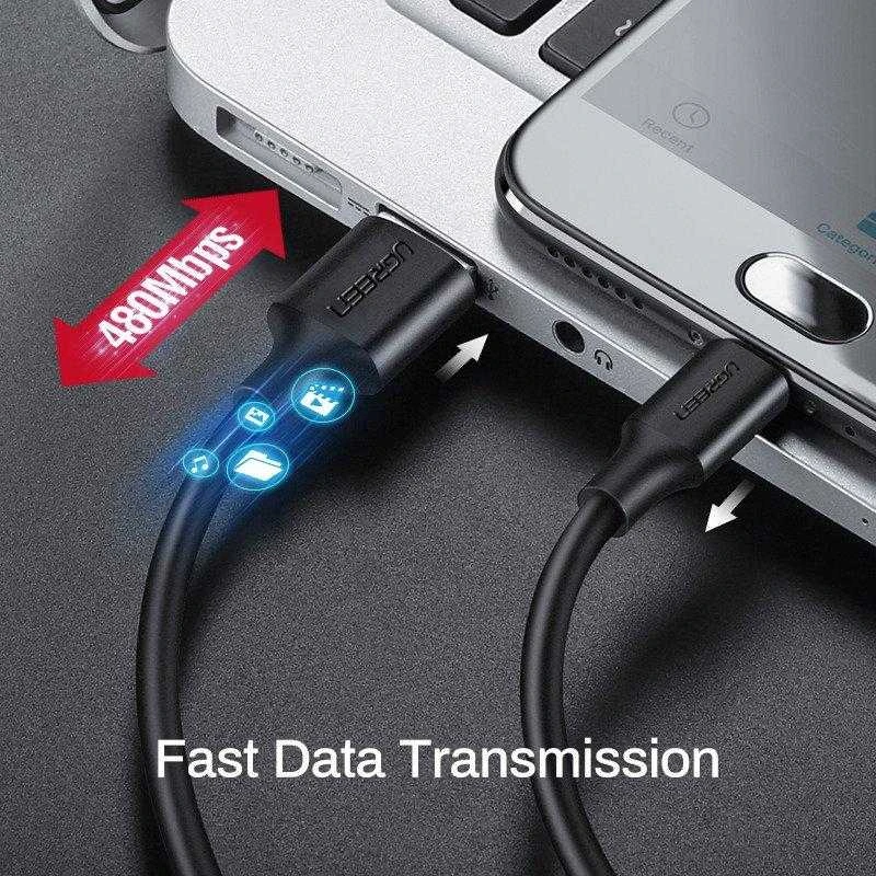 UGREEN USB - Micro USB laidas QC 3.0 2.4A 2m juodas