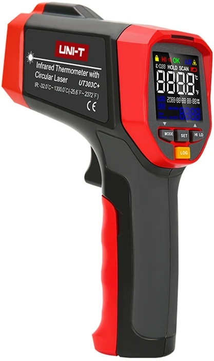 Mautoklis - Uni-T UT303C+ Infraraudonųjų Spindulių Temperatūros Matuoklis -32°C Iki 1300°C, Juoda