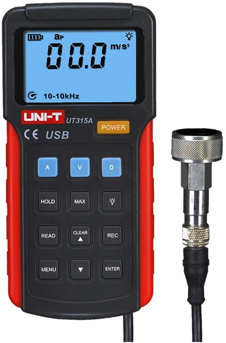 Matuoklis - Uni-T UT315A Vibracijos Matuoklis, Pagreičio, Greičio, Išlinkimo, 9V Baterija, Juoda