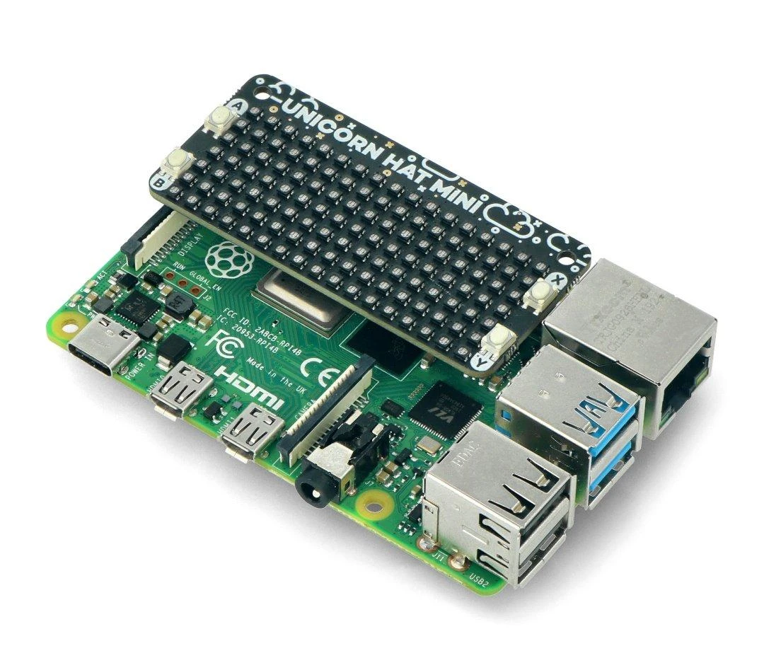 Unicorn HAT Mini, LED RGB matrica, skirtas Raspberry Pi, Pimoroni PIM498