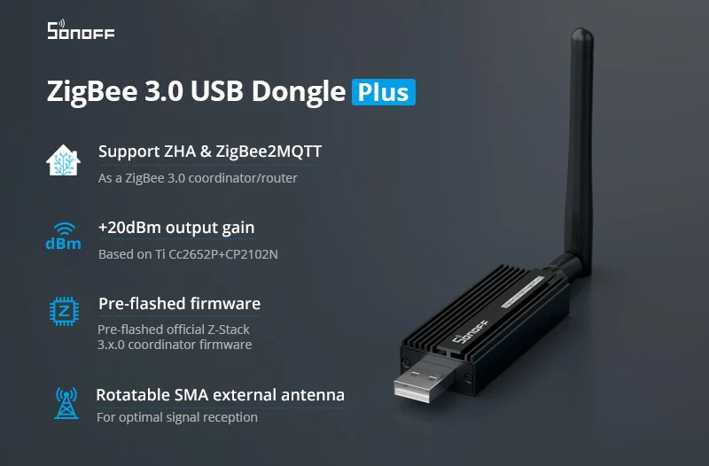 Universalus SONOFF Zigbee 3.0 USB Dongle-E Plus valdiklis