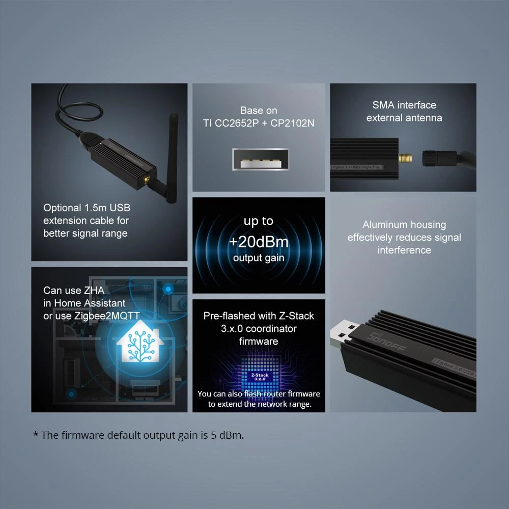 Universalus SONOFF Zigbee 3.0 USB Dongle-E Plus valdiklis