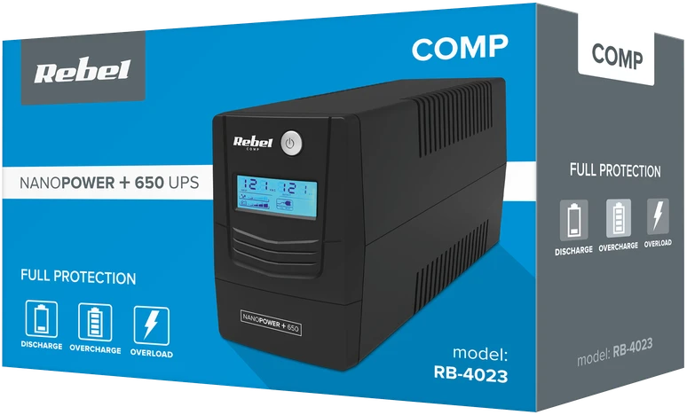 Nepertraukiamas Maitinimo Šaltinis - Rebel Nanopower Plus 650VA Juodas