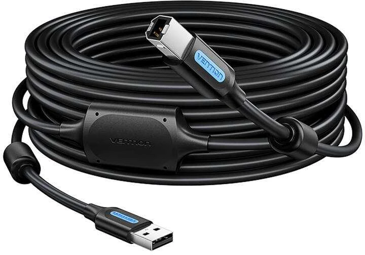 USB 2.0 A kištukinis USB-B kištukinis kabelis su ferito šerdimi Vention COQBL 10m Juodas PVC