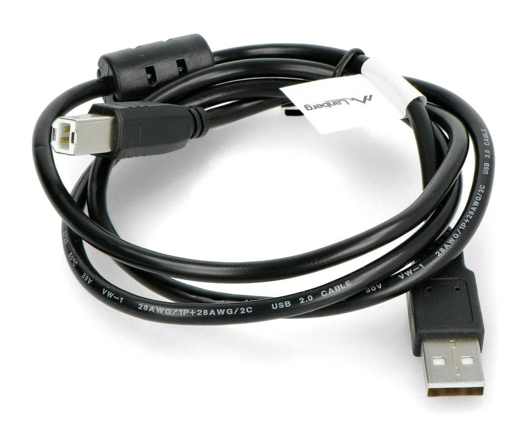 LANBERG USB-A M USB-B M 2.0 laidas 1.0m juodas feritas