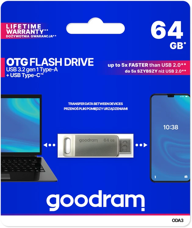 GOODRAM 64GB ODA3 Sidabrinis USB 3.0