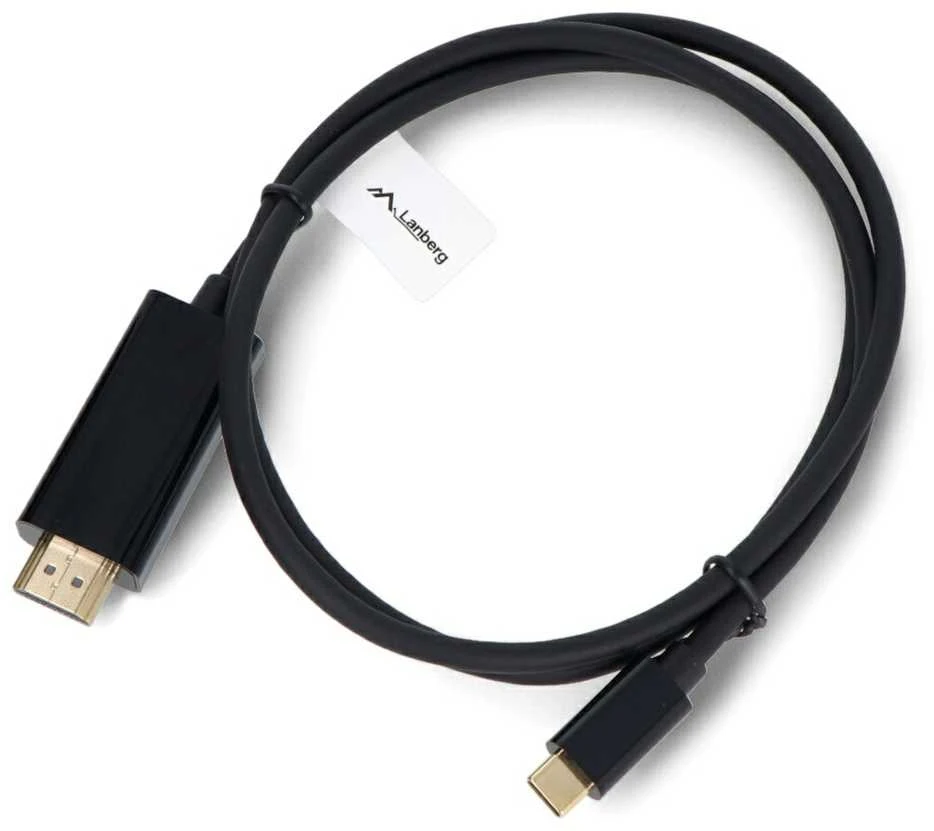 Lanberg USB-C–HDMI kabelis, 1 m 4K/60Hz, Juodas | Lanberg | USB-C–HDMI kabelis | CA-CMHD-10CU-0010-BK | 1 m
