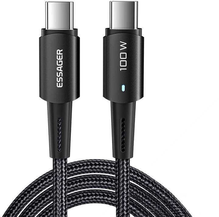 USB-C į USB-C 100 W Essager kabelis 1 m (juodas)