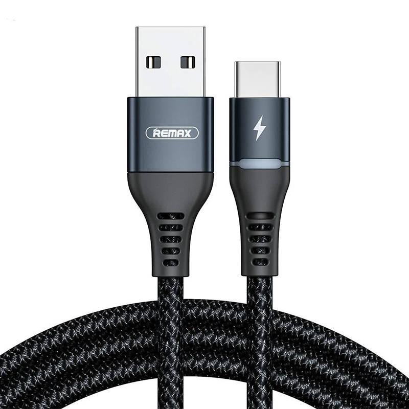 USB-C Remax Colorful Light laidas, 1 m, 2.4 A (juodas)