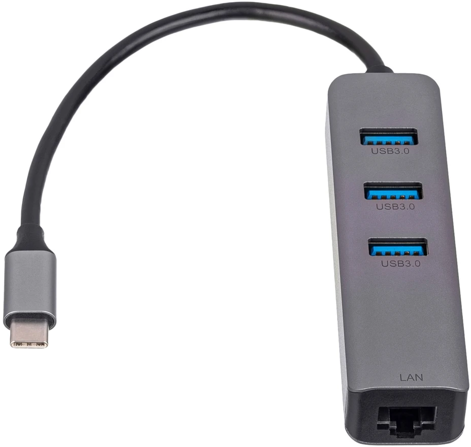 USB C šakotuvas – 3xUSB A ir gigabito Ethernet – Akyga AK-AD-66