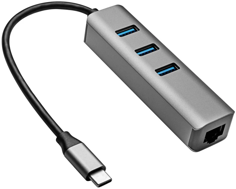 USB C šakotuvas – 3xUSB A ir gigabito Ethernet – Akyga AK-AD-66