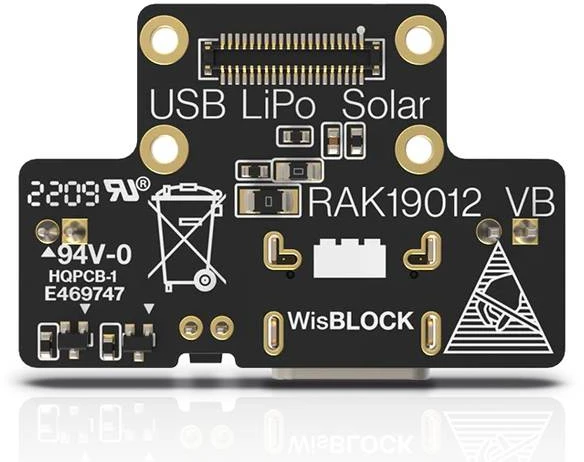 USB C tipo maitinimo modulis su ličio polimerų ir saulės baterijų palaikymu, skirtas WisBlock - RAK Wireless RAK19012
