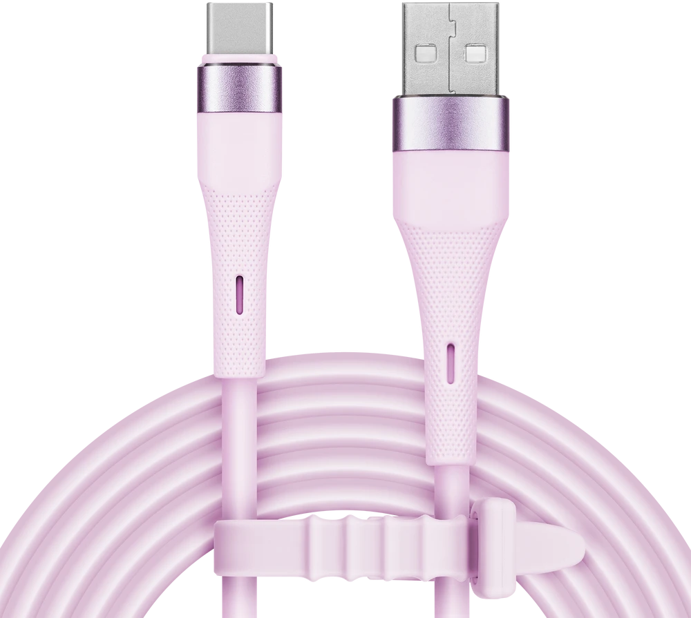 USB – C tipo USB kabelis 1 m silikoninis rožinis Kruger & Matz Basic