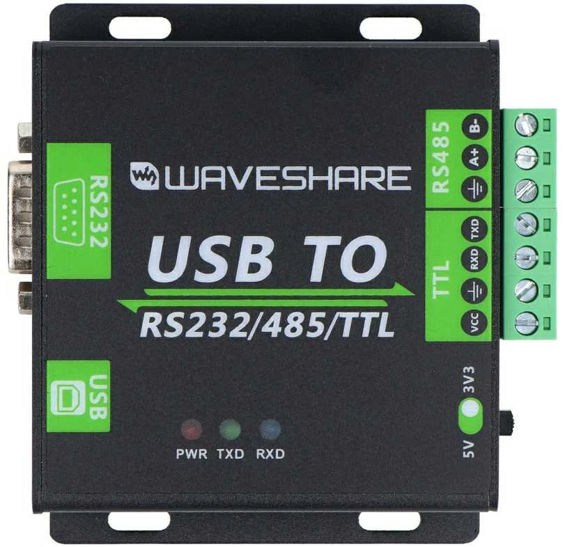 Waveshare USB keitiklis su RS232, RS485 ir TTL jungtimis