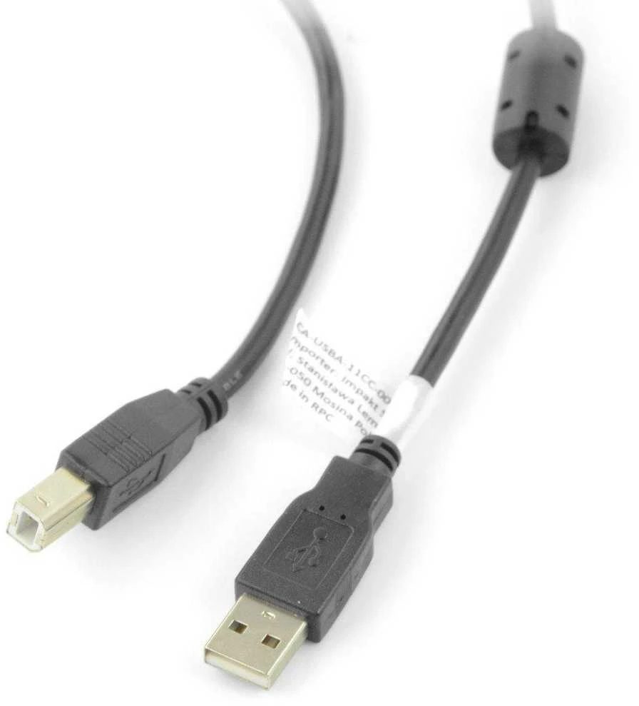 LANBERG CA-USBA-11CC-0018-BK laidas USB 2.0 AM-BM su feritu 1.8m juodas