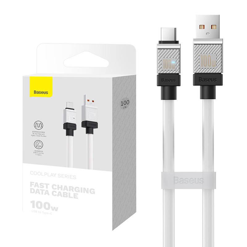 USB laidas per USB-C Baseus CoolPlay 100W 1m (baltas)