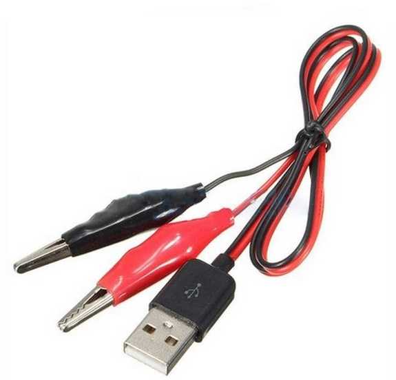 Oem USB laidas su krokodilo spaustukais - 60 cm