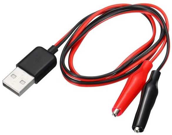 Oem USB laidas su krokodilo spaustukais - 60 cm