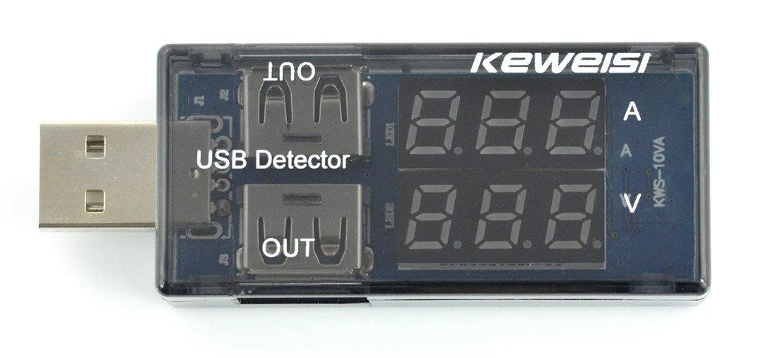 USB maitinimo detektorius su skaitmeniniu ekranu