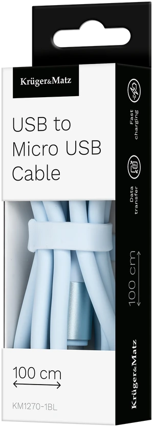 USB - microUSB kabelis 1 m silikoninis mėlynas Kruger & Matz Basic