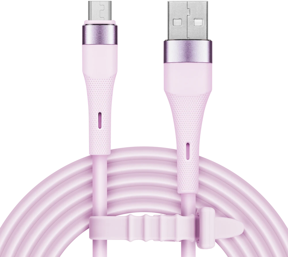 USB - microUSB kabelis 1 m silikoninis rožinis Kruger & Matz Basic