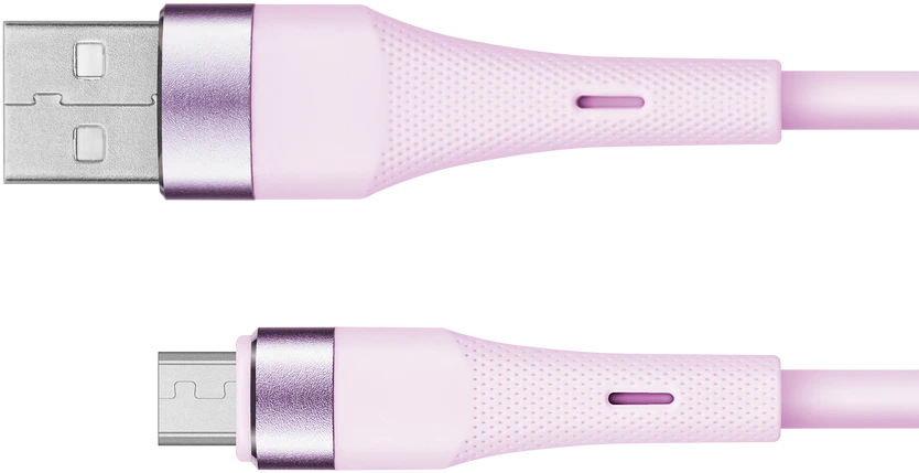 USB - microUSB kabelis 1 m silikoninis rožinis Kruger & Matz Basic
