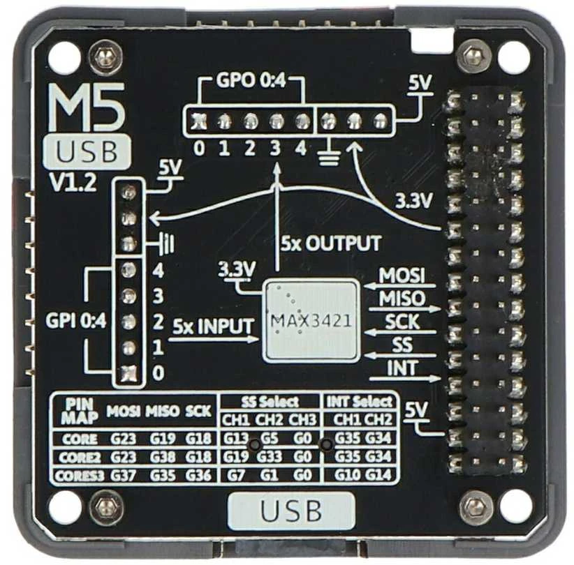 M5Stack USB modulis V1.2 su schema