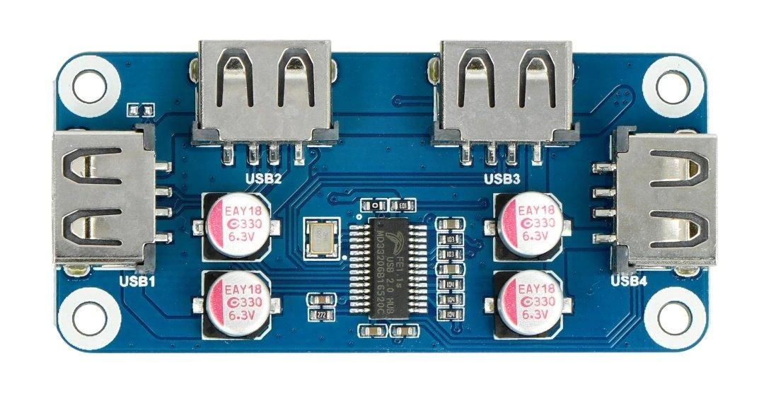 USB šakotuvo priedėlis (B) - 4 prievadų šakotuvas - Raspberry Pi 4B/3B+/3B/Zero priedėlis - Waveshare 20317