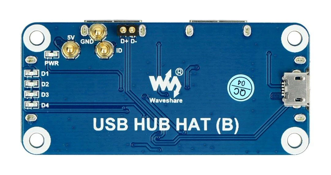 USB šakotuvo priedėlis (B) - 4 prievadų šakotuvas - Raspberry Pi 4B/3B+/3B/Zero priedėlis - Waveshare 20317