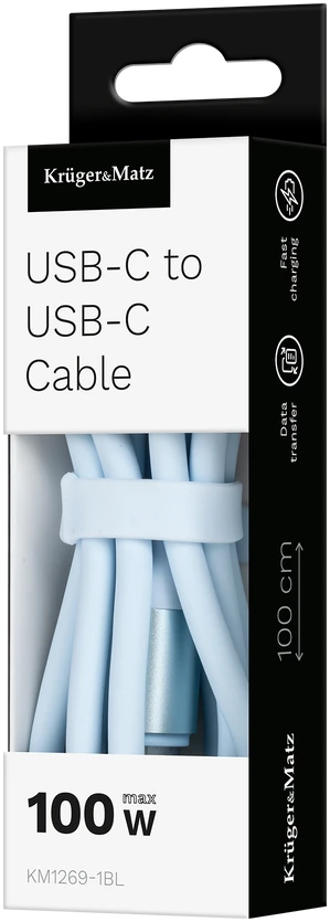 USB tipas C – C tipo USB kabelis 1 m silikono mėlynas Kruger & Matz Basic