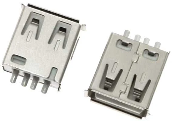 USB A tipo lizdų pora su kontaktiniais gnybtais